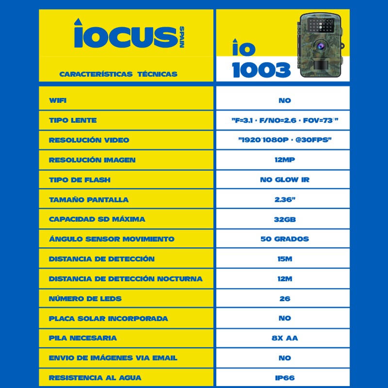 CAMARA DE FOTOTRAMPEO IOCUS 30 mpx