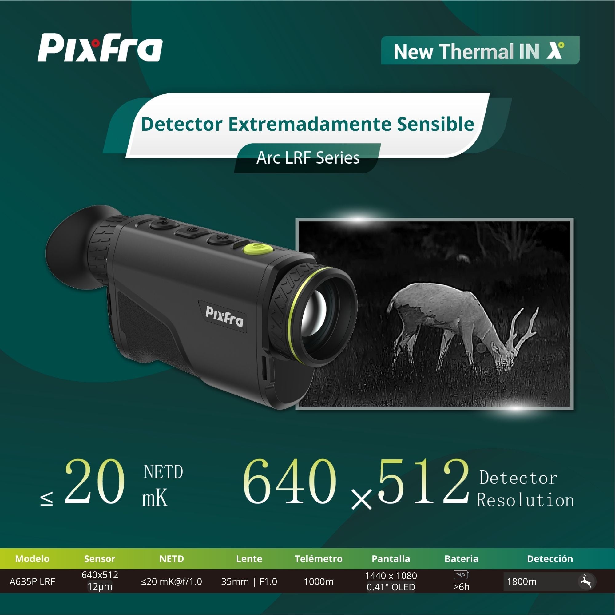 PIXFRA Arc LRF · Monocular Térmico con Telémetro