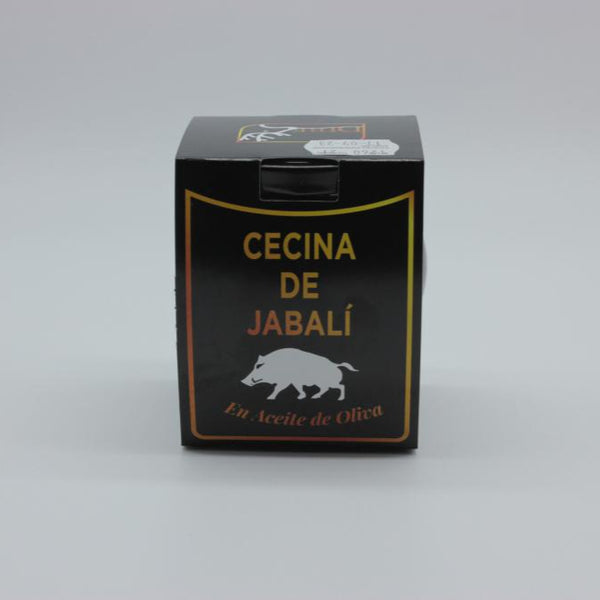 Jar of wild boar cured meat in olive oil