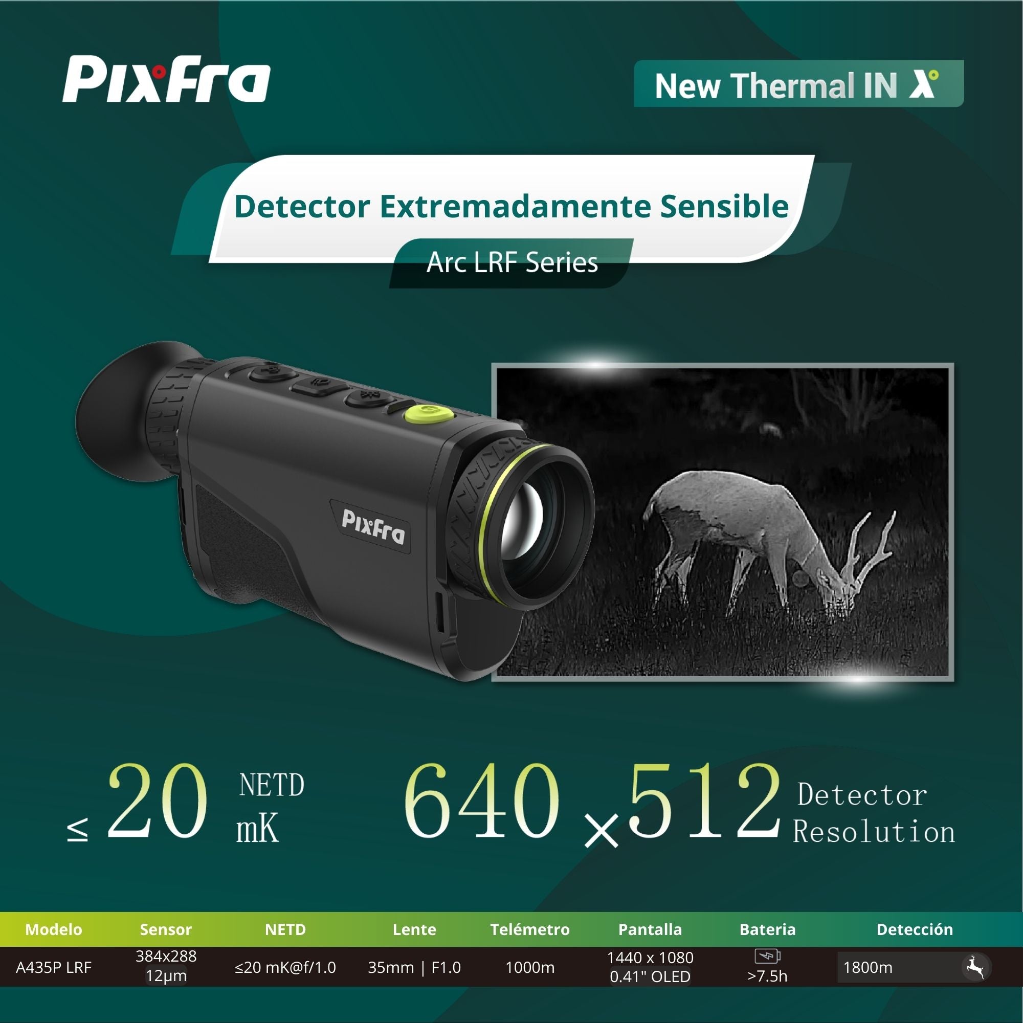 PIXFRA Arc LRF · Monocular Térmico con Telémetro