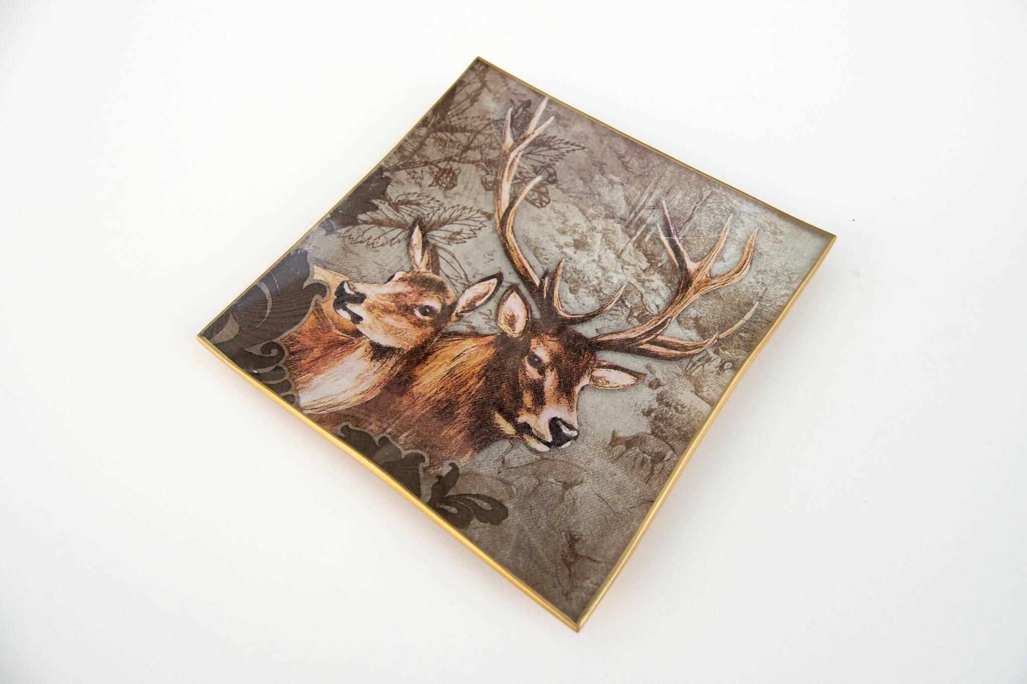 PAREJA DE CIERVOS BROWN Plato cuadrado Tellerwelt - Young Wild Hunters